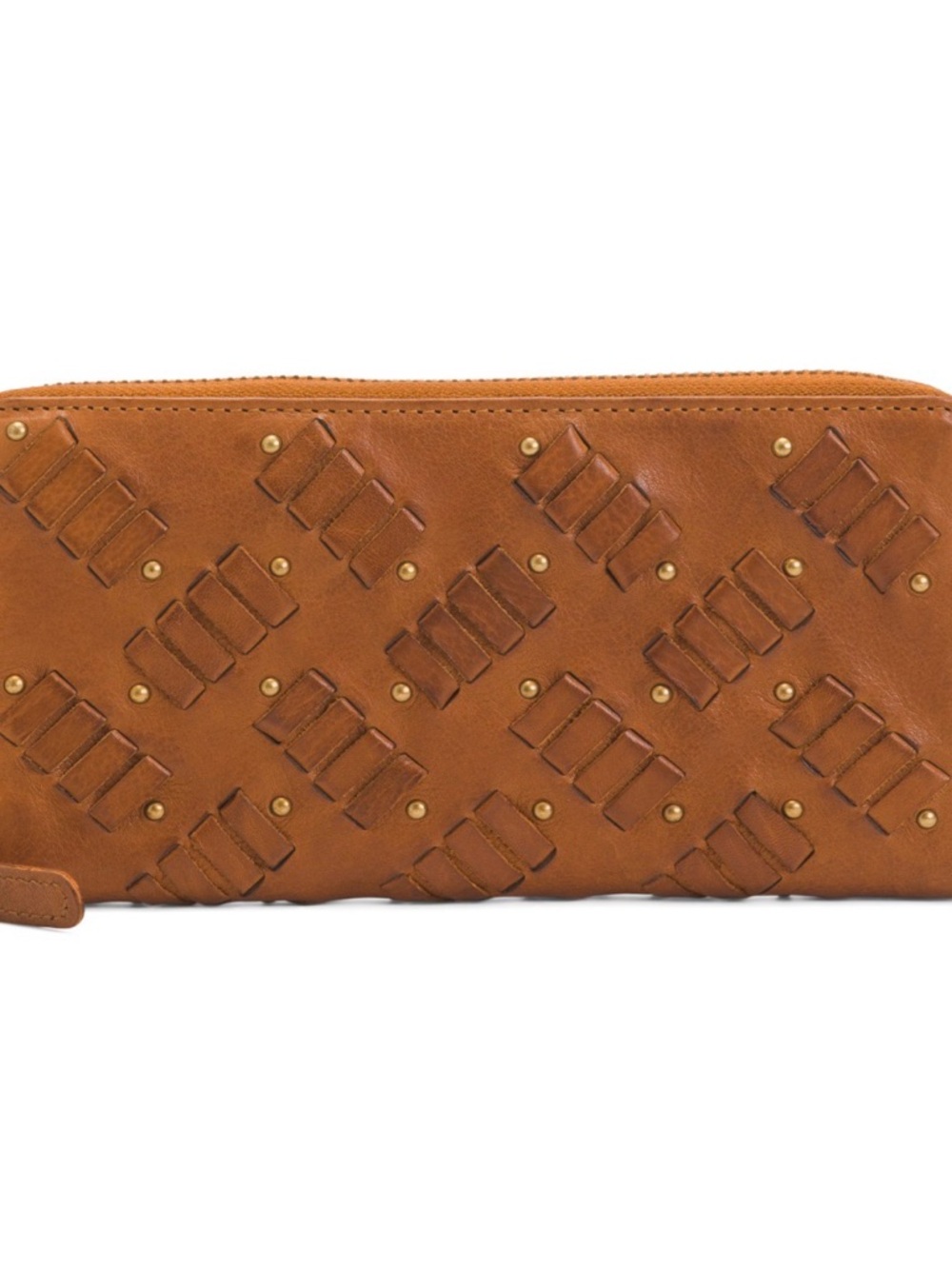 NWT Vilenca Woven Accent Zip Wallet in Cognac Brown
